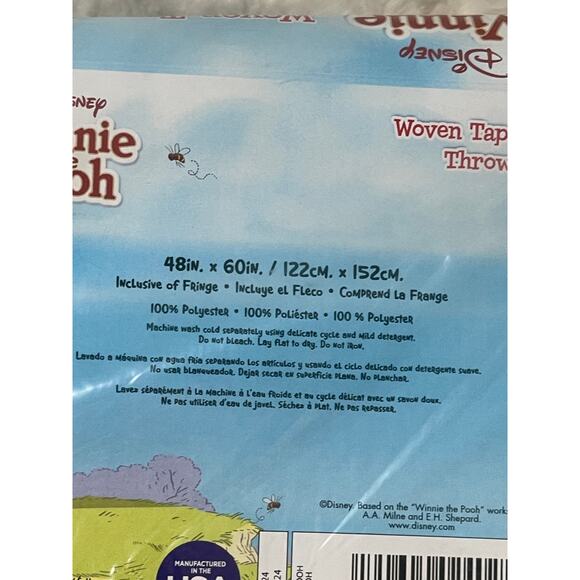 Disney Winnie The Pooh Vintage Pooh Woven Tapestry Throw Blanket NEW - Picture 5 of 7